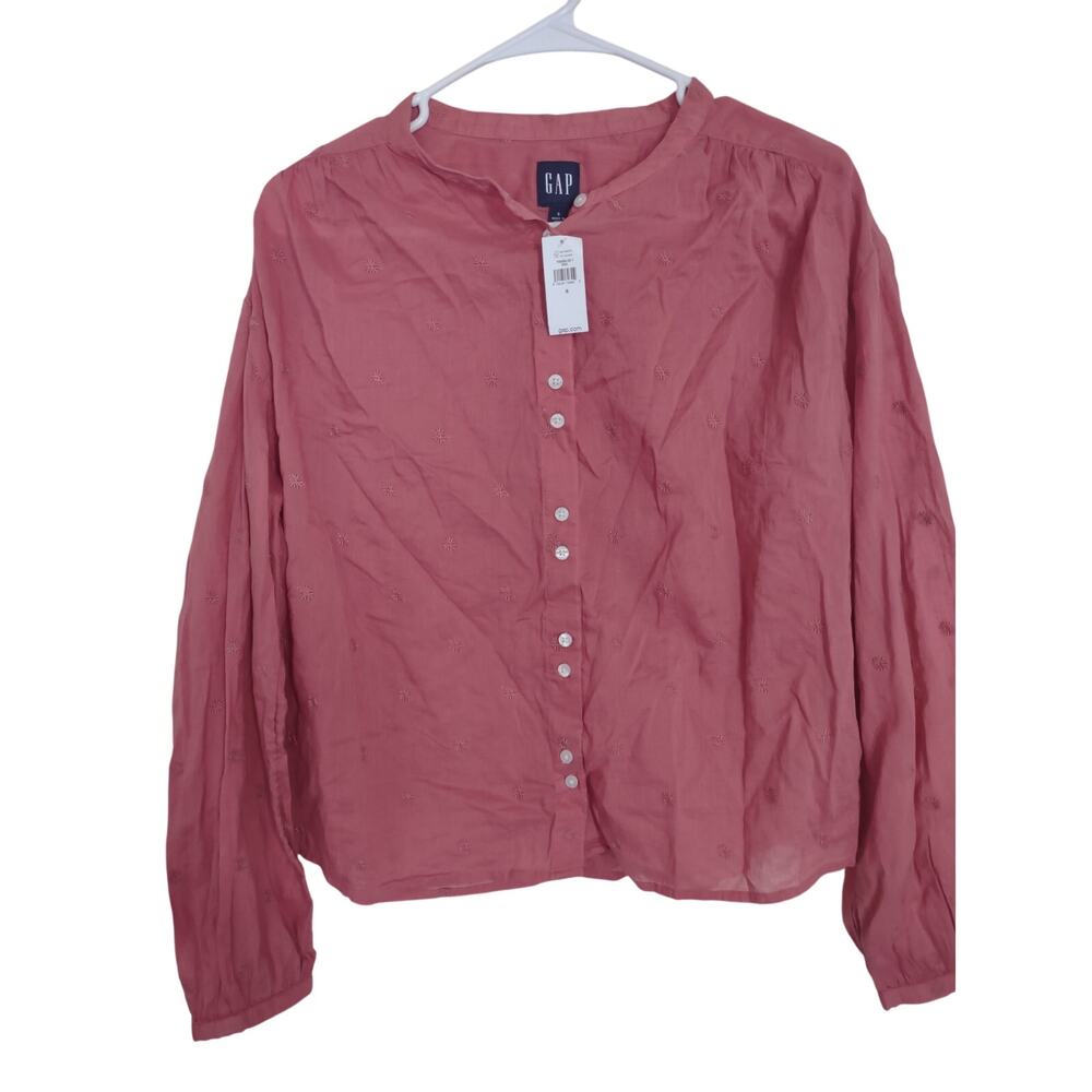Gap Floral Blouse Coral Small Casual Lightweight Preppy Bohemian Business Casual